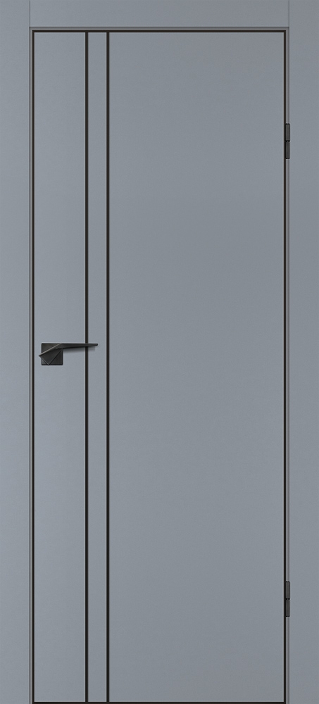Межкомнатная дверь P-20  черный молдинг PET,  кромка ABS черная c 4-х ст. Серый матовый