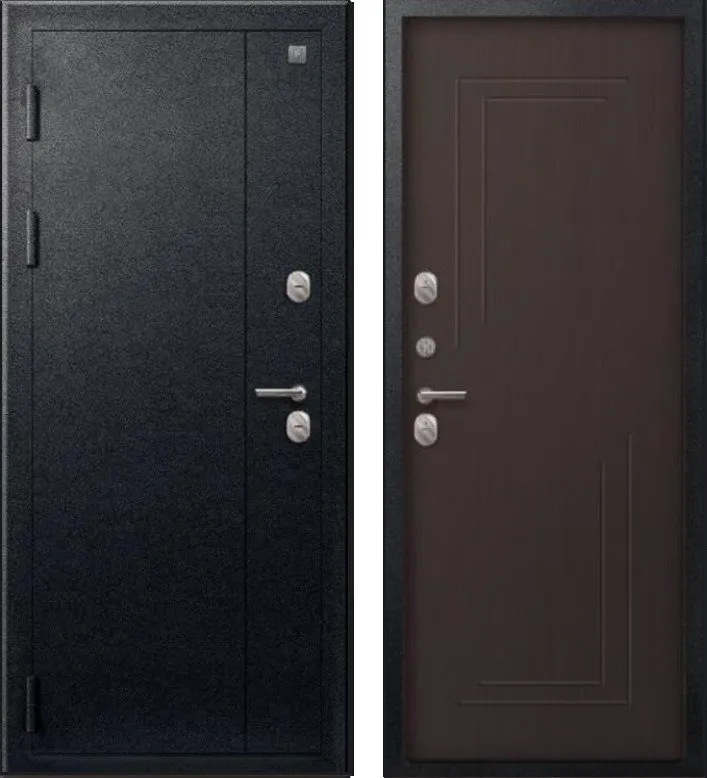Фото Дверь Термо-100 Черный муар - Темная лиственница DIS007363