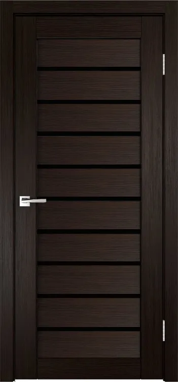 Межкомнатная дверь Легенда X-2 тон Венге Остекление Лакобель черное